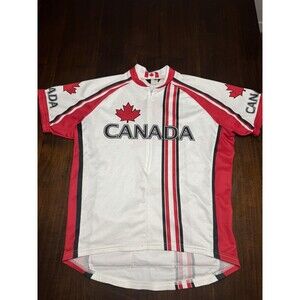 Canada Cycling Jersey Red Canari Racing Short Sleeve Vintage Men's Medium
